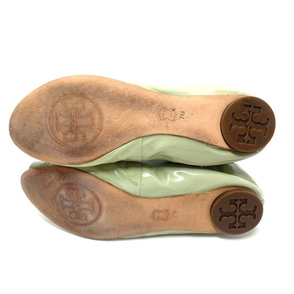 Tory Burch Stylish Green Peep-Toe Flats - Picture 6 of 8